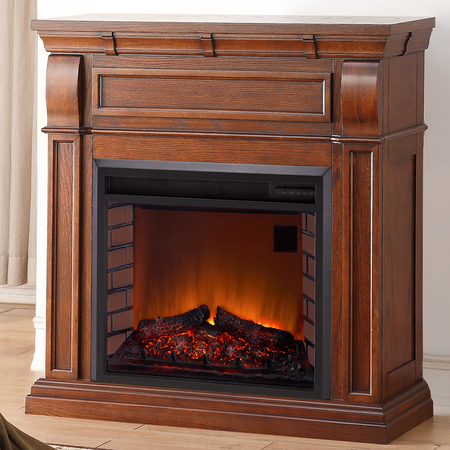 DULUTH FORGE Full Size Electric Fireplace - Remote Control Chestnut Oak Finish EL1350-1-CO